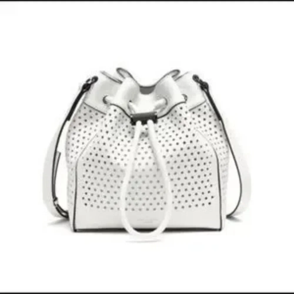 rag & bone Cream White Perforated Leather Hobo Bucket Bag
